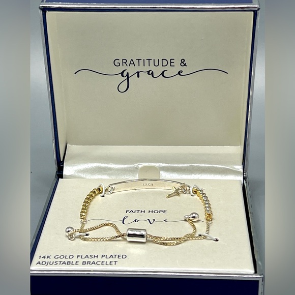 Gratitude & Grace Gold Tone Adjustable Bracelet - Picture 1 of 3